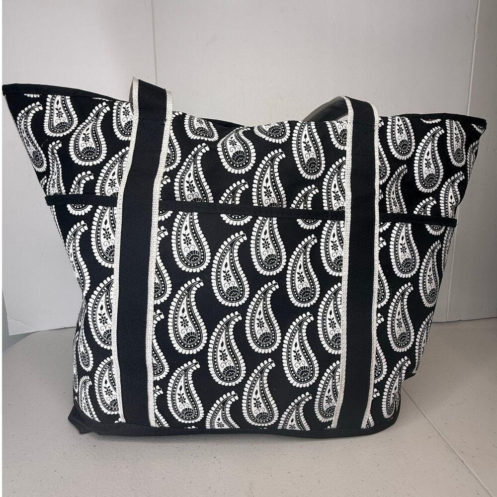 Rugged Equipment Black White Paisley Insulated Tote Beach Travel Bag Carryall